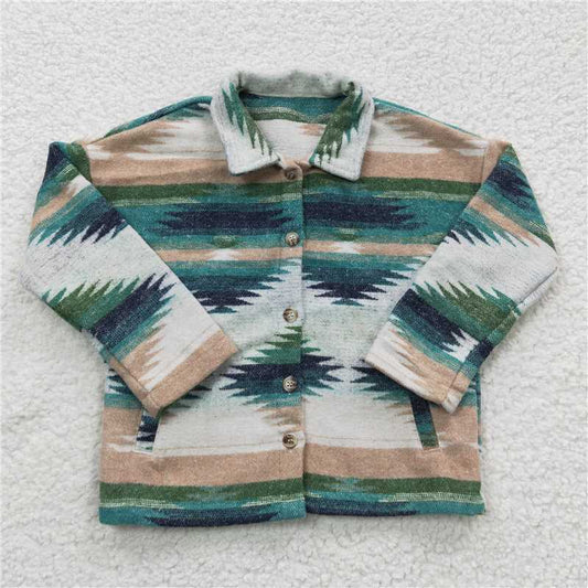 BT0251  Baby Kids Western Green Aztec Jackets Cardigans