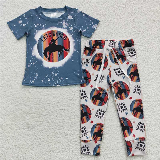 BSPO0111 Baby Girls Let's Rodeo Sibling Boys Western Pants Clothes Sets