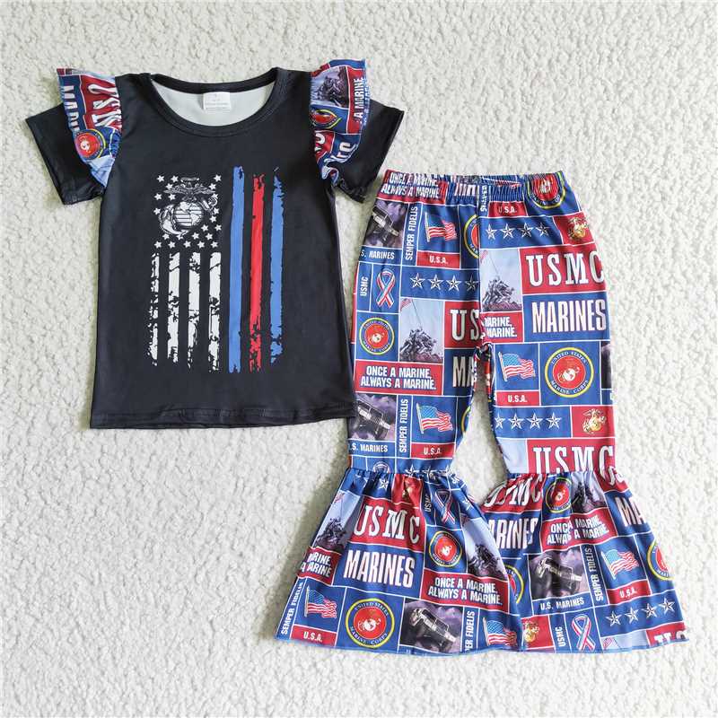 A1-21 USMC blue lace black short-sleeved suit