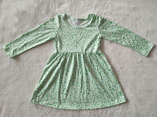 9.24 RTS NO MOQ（In stock）G2-20-5***/ Baby Girls Winter Dress Green leaf vine long sleeve dress