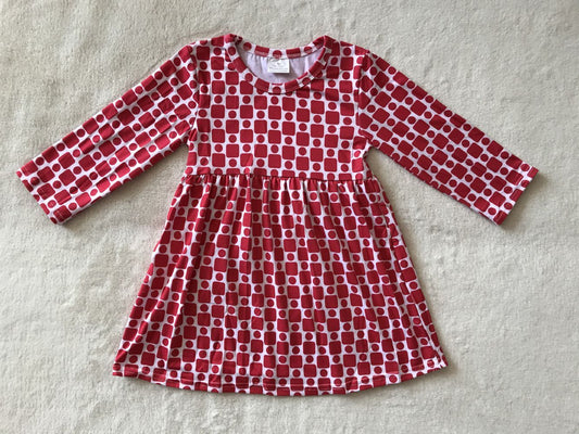 9.19 RTS NO MOQ（In stock）G3-12-3*. Baby Girls Winter Dress Red long-sleeved dress