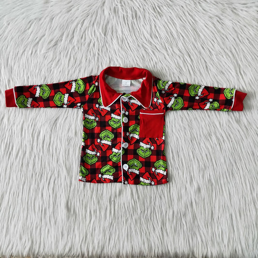 10.14 RTS NO MOQ （In stock）G3-4-4/.* Baby Boys Long Sleeve Top Christmas Pocket Long Sleeve Top