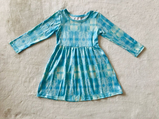9.20 RTS NO MOQ（In stock）	G2-24-1'' Baby Girls Winter Dress Rendering blue long-sleeved dress