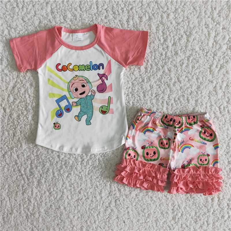 Lovely music baby exquisite ruffles Shorts sets
