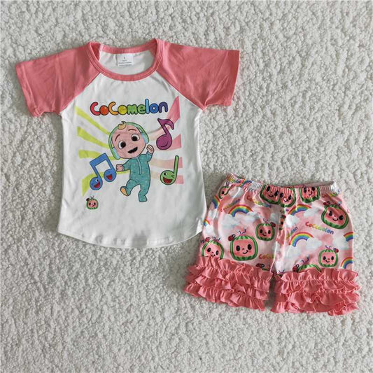 Lovely music baby exquisite ruffles Shorts sets