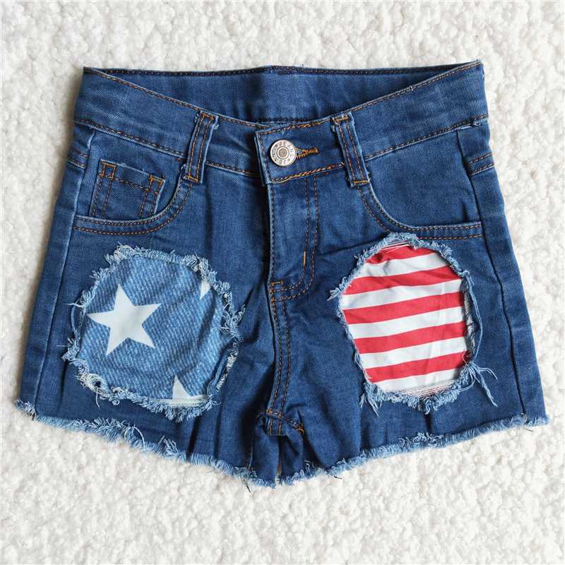 B3-10  Girl 4th of July denim shorts