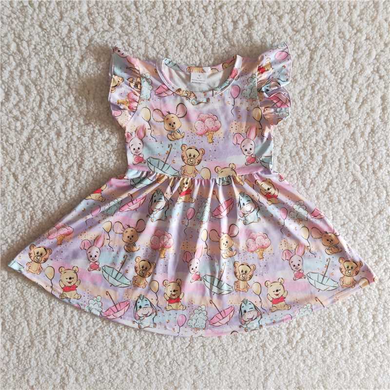 B11-11 Pink balloon big ears bear flying sleeves dress