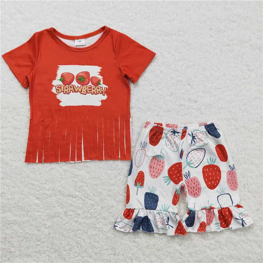 Strawberry tomato tassels ruffles Shorts sets