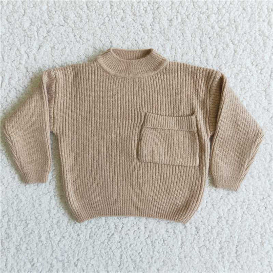 6 B13-40  Khaki color pocket sweater