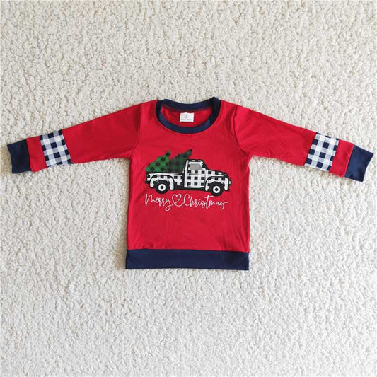 6A6-12 Kids Christmas tractor Tee shirts