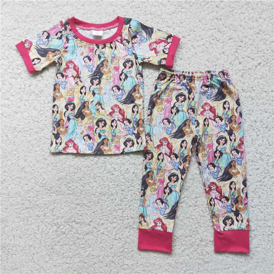 D2-2 Baby girls princess short sleeve pants pajamas