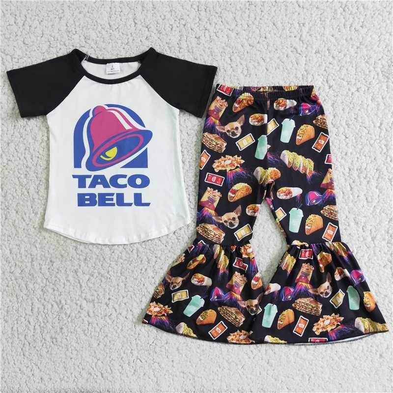 D5-18 TACO BELL short-sleeved hamburger flared pants suit