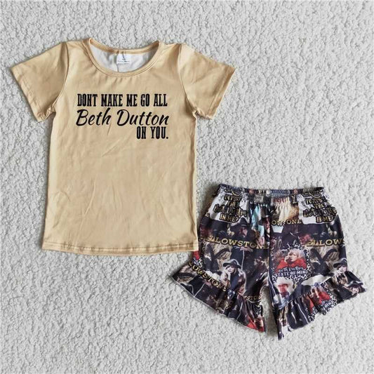 E11-14 dutton yellow short-sleeved shorts set