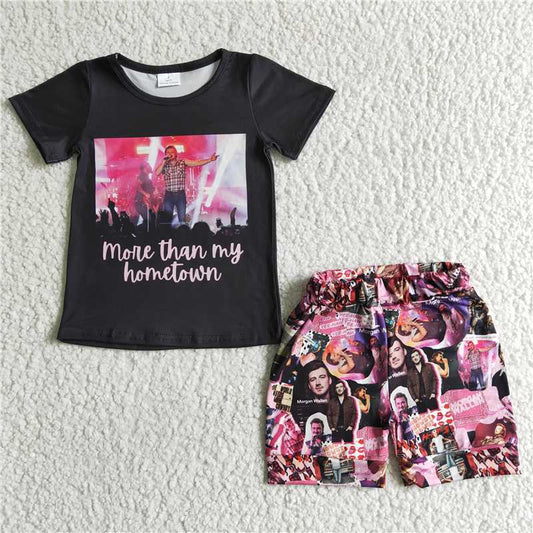 Baby girls singer short sleeve shirt summer hometown outfits sets