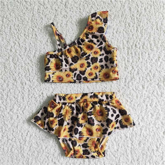 S0019  Baby Girls summer sunflower 2pcs swimsuits