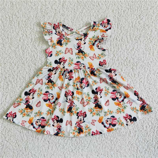 GSD0048 White flying sleeves Mickey butterfly flower skirt