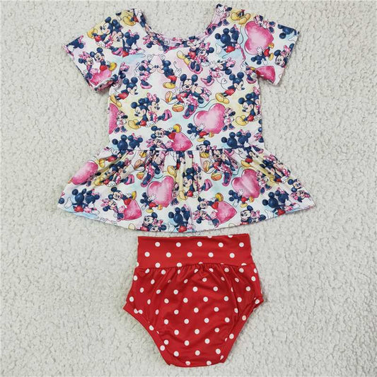 GBO0036  Baby girls cartoon bummie summer sets