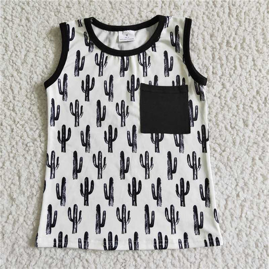 BT0006  Baby Boys Girls Black Cactus Rompers Shirts Sibling Designs Clothing