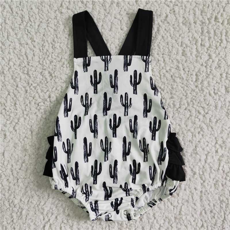 SR0016  Baby girls summer cactus ruffle bubble rompers