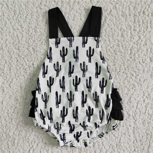 SR0016  Baby girls summer cactus ruffle bubble rompers