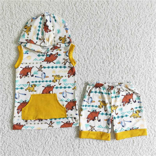 BSSO0039 Baby boys lion hoodie top sets