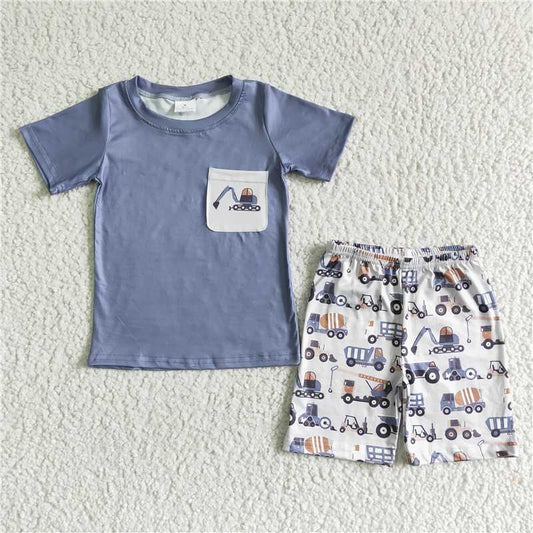 BSSO0063 Baby boys Construction pocket summer shorts sets