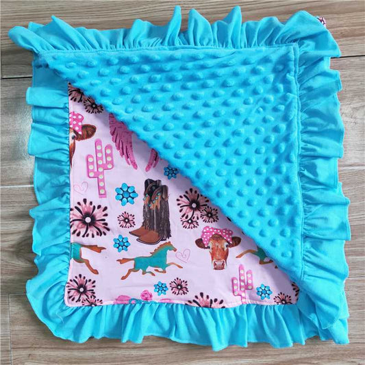 BL0009  Baby kids western hotpink boots blankets