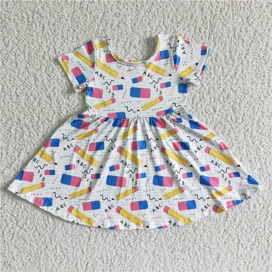 12.27 RTS NO MOQ （In stock）GSD0076 Baby girls back to school twirl dresses