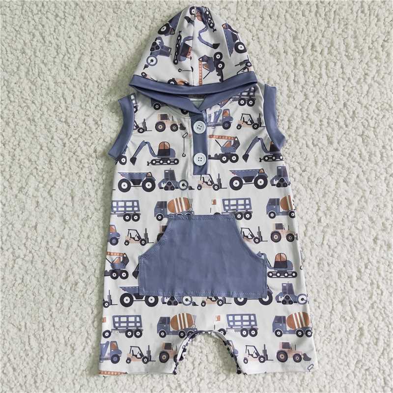 SR0045 Baby boys summer Construction rompers