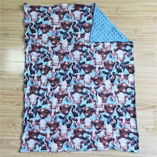 BL0017  Baby girls western highland cow blankets