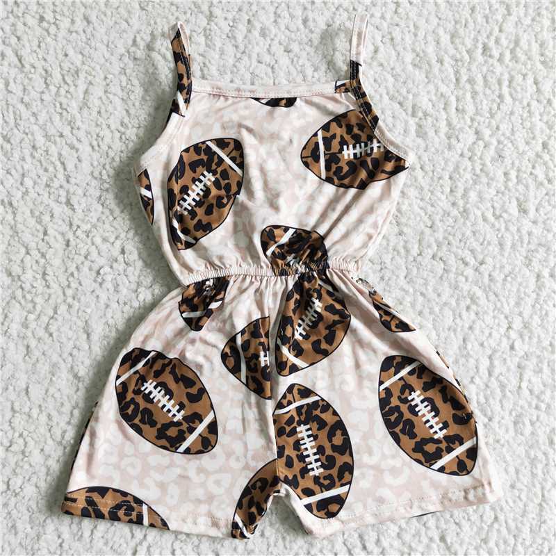 SR0060  Baby girls baseball leopard summer jumpsuits
