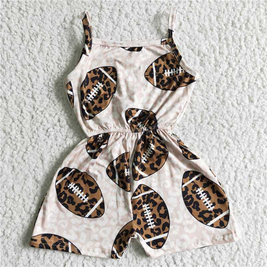 SR0060  Baby girls baseball leopard summer jumpsuits