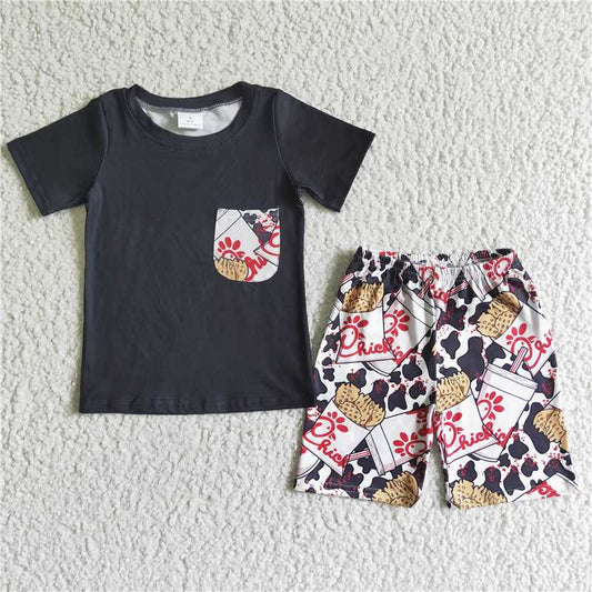 BSSO0079  Baby boys chick pocket summer shorts sets
