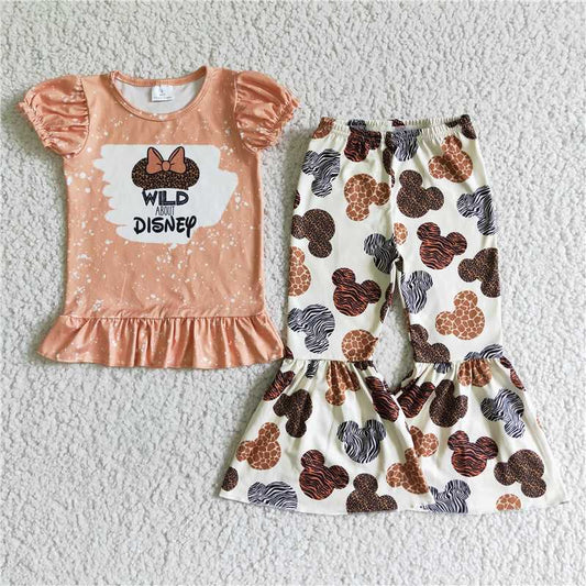 GSPO0080 Girls Disney Mickey head puff sleeve trousers set
