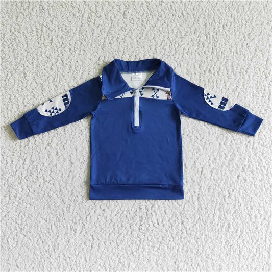 BT0018 Baby boys cow zip long sleeve pullover