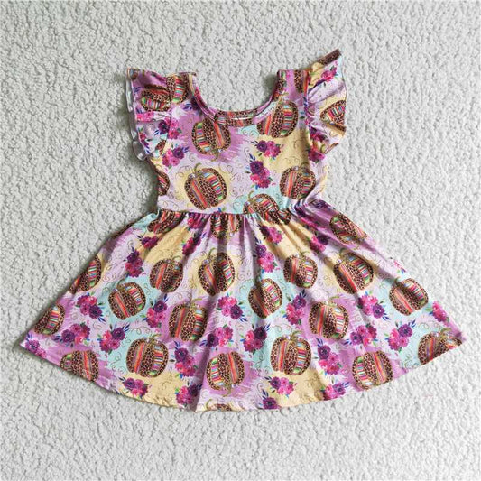 GSD0132 Leopard print hamburger colored flying sleeve dress