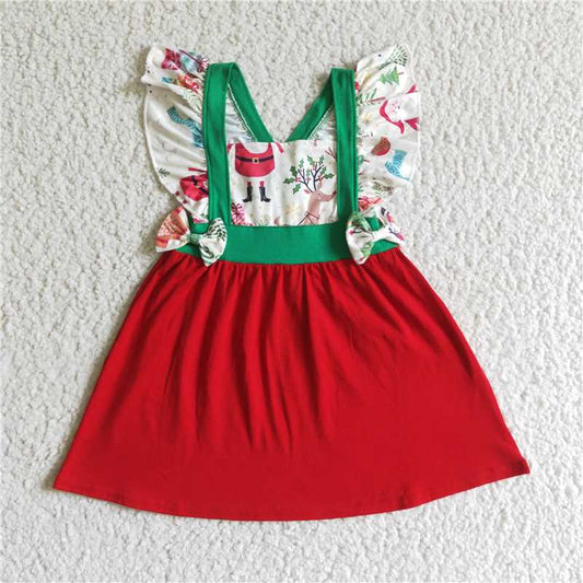 11.18 RTS NO MOQ （In stock）GSD0142 Baby girls Christmas red color knee length dresses