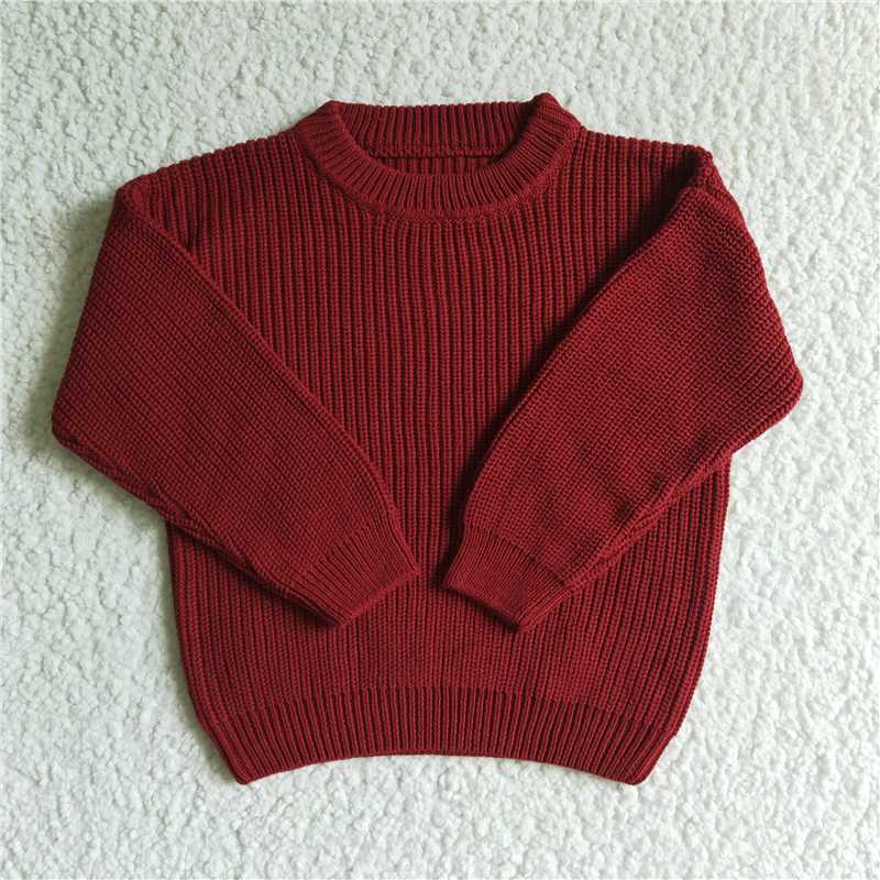 GT0035  Baby Girls Fall Wine Color Sweaters