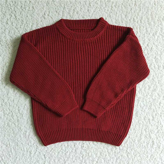 GT0035  Baby Girls Fall Wine Color Sweaters