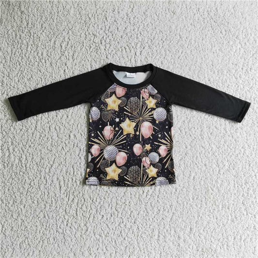 12.17 RTS NO MOQ （In stock）BT0072 Baby boys New year balloon long sleeve shirts