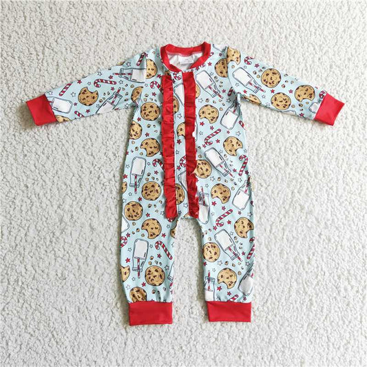 12.4 RTS NO MOQ （In stock）LR0185 Baby girls Christmas santa milk rompers