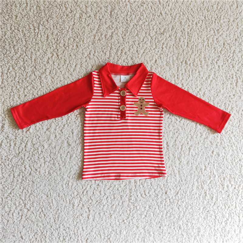 BT0040 Baby kids Long sleeve gingerbread shirts