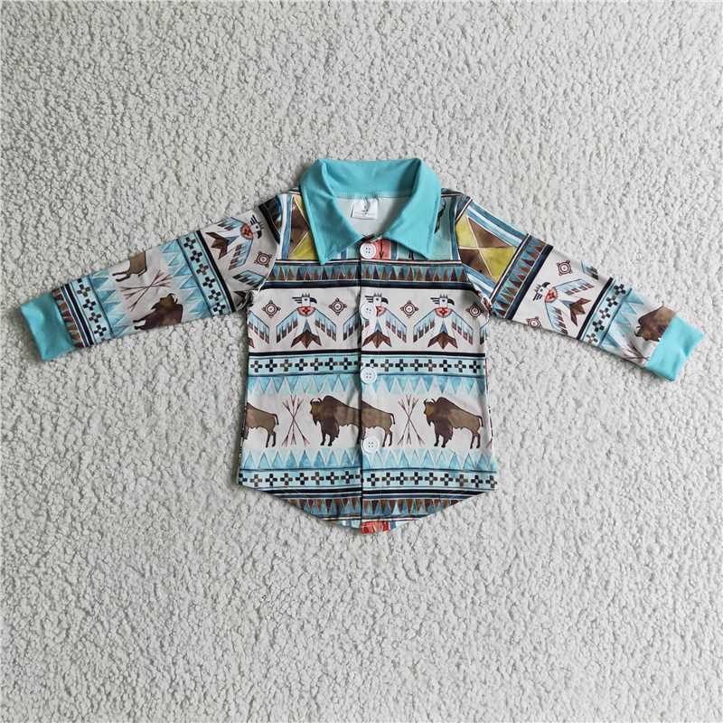 BT0090 Baby boys Western Cow Button shirts Tops