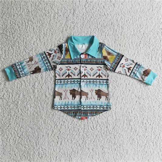 BT0090 Baby boys Western Cow Button shirts Tops