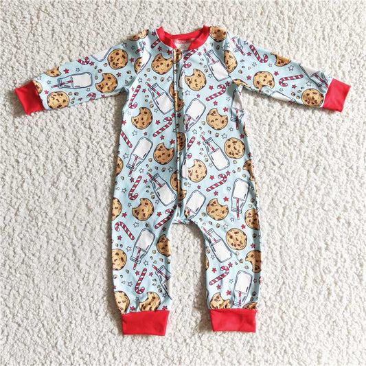 RTS LR0186 Boys Christmas Cookie Milk Long Sleeve Onesie