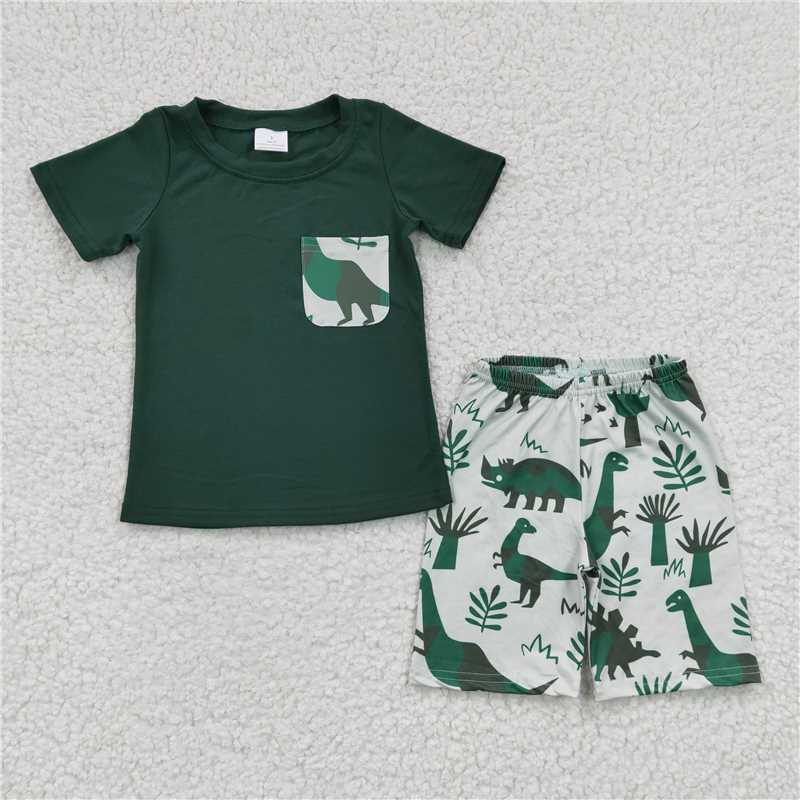 BSSO0116 Baby Boys Dinosaur Pockets shorts Clothes sets