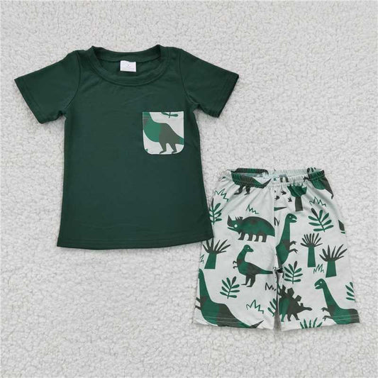 BSSO0116 Baby Boys Dinosaur Pockets shorts Clothes sets