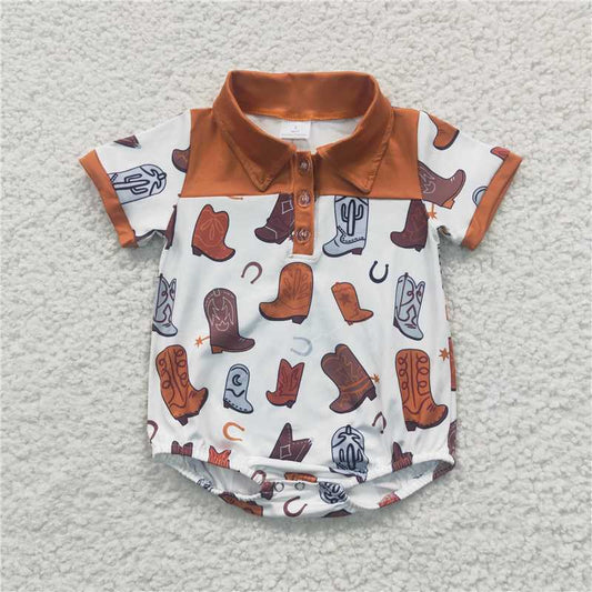 SR0221 Baby Boys Boots Western Rompers