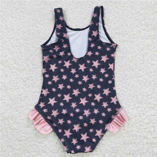S0048  Baby Girls Star Print Western Swimsuits