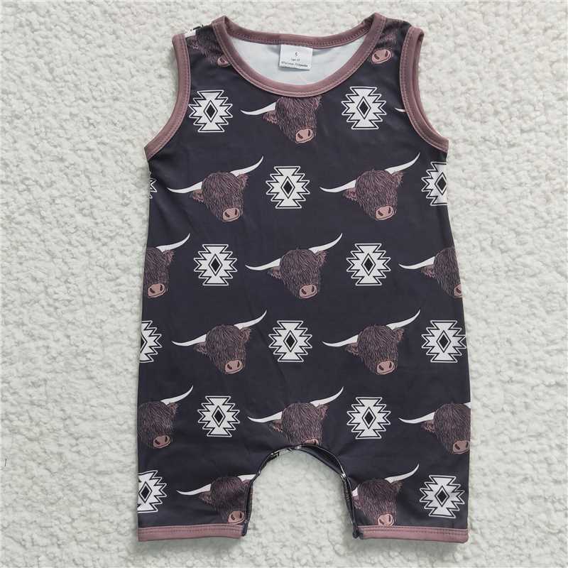 SR0284 Baby Infant Longhorn Summer Western Rompers